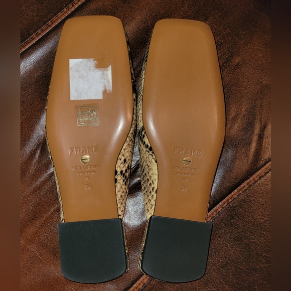 NWOT FRAME Leather "Snakeskin"  Le Town Mules - Picture 3 of 4